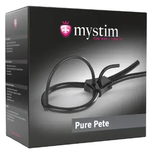 Elektrostimulācijas aksesuārs Mystim Pure Pete divpolu galviņas cilpa ar silikona loku, regulējams Ø līdz 7 cm, platīna silikons, iekļauts kabelis un uzglabāšanas kārba