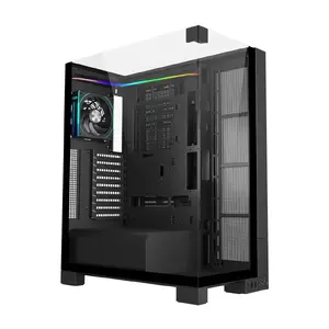 FSP U691-BP Full Tower datora korpuss melnā krāsā ar Mini-ITX, Micro-ATX un ATX mātesplašu atbalstu, BTF saderību un iebūvētu aizmugurējo ventilatoru