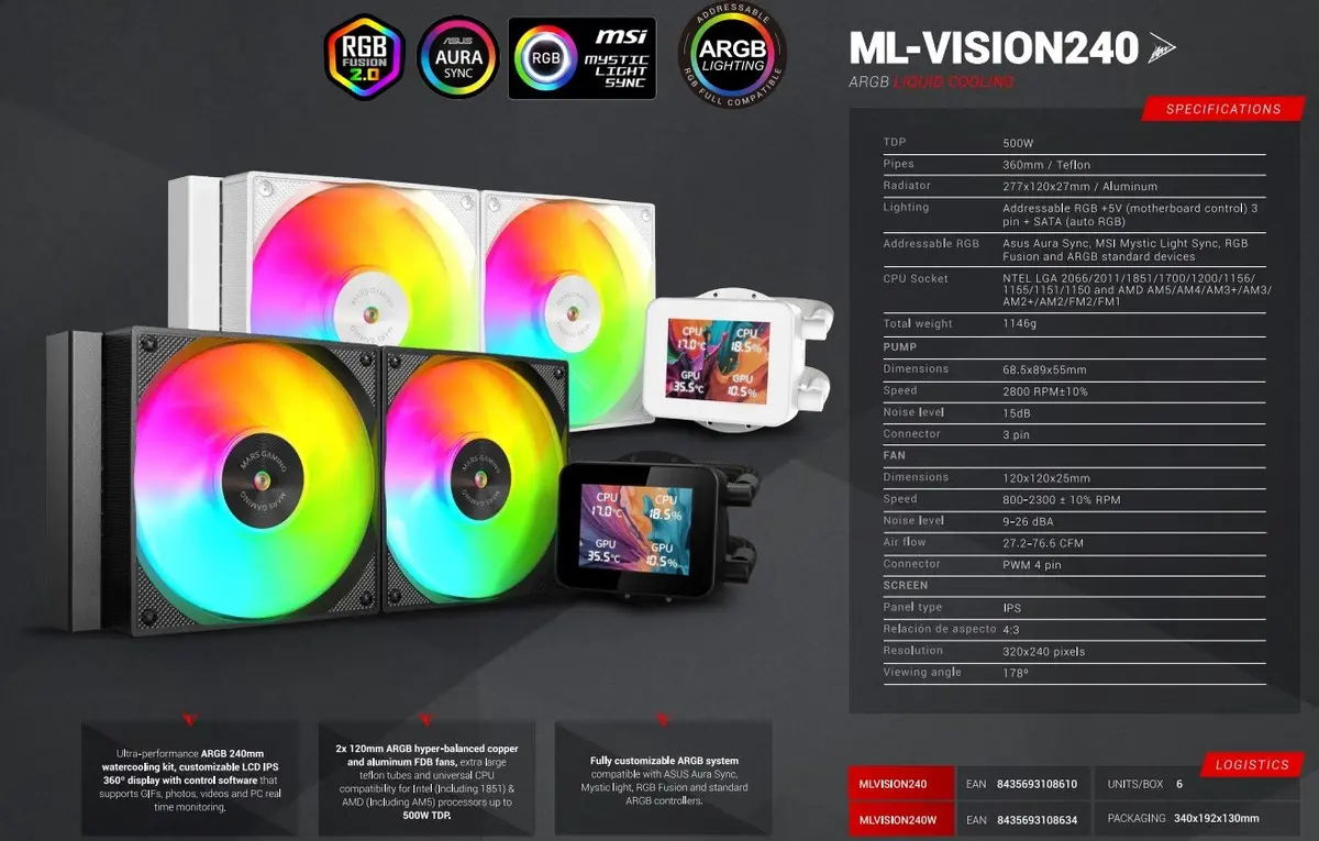 Система охлаждения Mars Gaming MLVISION240W Photo 11