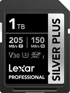 Карта памяти SDXC Lexar Professional SilverP UHS‑I 1 ТБ, чтение 205 МБ/с, запись 150 МБ/с, UHS‑I