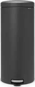 Trash bin BRABANTIA NewIcon 30 L — Mineral Infinite Grey, pedal-operated stainless steel can