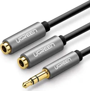 UGREEN 3,5 mm AUX stereo audio sadalītāja kabelis 20 cm, melns