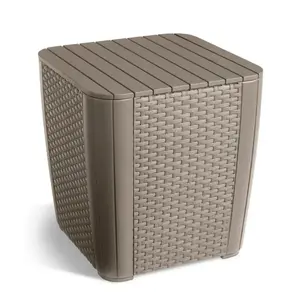 Dārza galds un uzglabāšanas kaste Keter Luzon Flat Wicker — bēšs