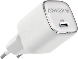 Anker A2699G21 Универсальное комнатное зарядное устройство для мобильных устройств с 1 портом USB Type-C и быстрой зарядкой, серебряный и белый цвет