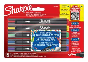 Акриловые маркеры Sharpie Creative Marker, 5 шт — круглый наконечник, синие/зелёные/красные/фиолетовые/жёлтые