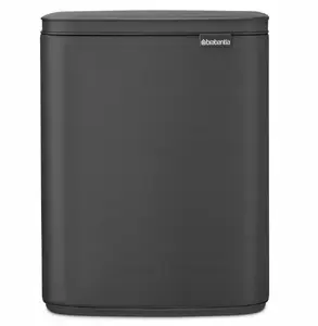 Trash can BRABANTIA BO 12 L, pedal bin, matt Infinite Grey, metal, 12 liters