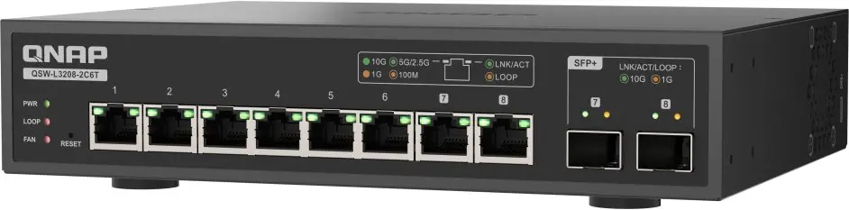 QNAP QSW-L3208-2C6T pārvaldāms L2 tīkla slēdzis