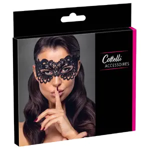 Blindfold cottelli collection 24613231001 — soft embroidered polyester with lace ties, adjustable fit