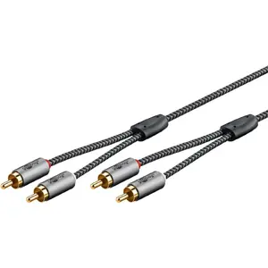 Аудио кабель RCA GOOBAY 65295 — стерео, черно‑серебристый, 5 м