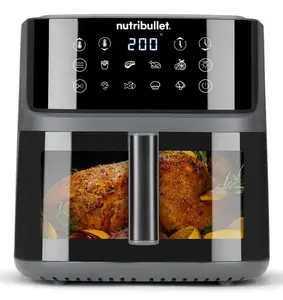 NutriBullet CrispLite Vision Karstā gaisa friteris 2000 W Melns 8 L Viena konstrukcija Skārienjūtīga vadība Ar skatlogu Cepšanas un fritēšanas funkcijas