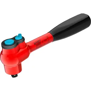 Fine-tooth reversible ratchet Hazet 8816HPKV protective insulated, red, operating angle 4°
