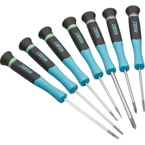 Electric screwdriver set Hazet 811EL/7 — 7-piece set, black/blue, slotted and Phillips tips