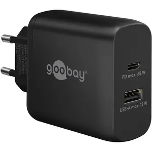 Быстрое зарядное устройство USB-C GOOBAY 65409 65W Power Delivery GaN, 2x USB-C PD