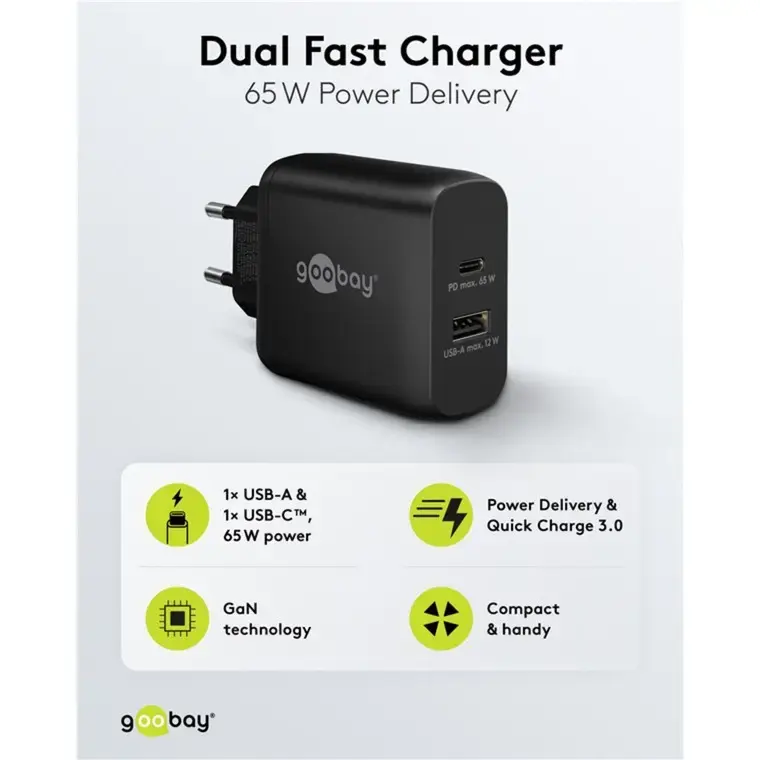 USB-C ātrs lādētājs GOOBAY 65409 65W Photo 4
