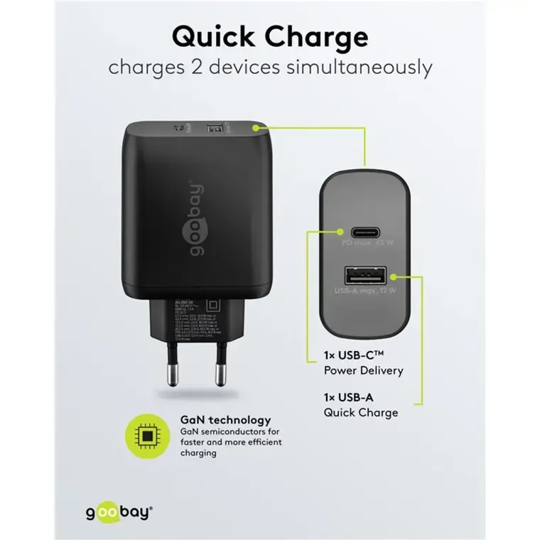 USB-C ātrs lādētājs GOOBAY 65409 65W Photo 6