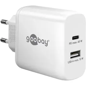USB-C dual fast charger GOOBAY 65410, 65 W Power Delivery, dual-port USB-C charger