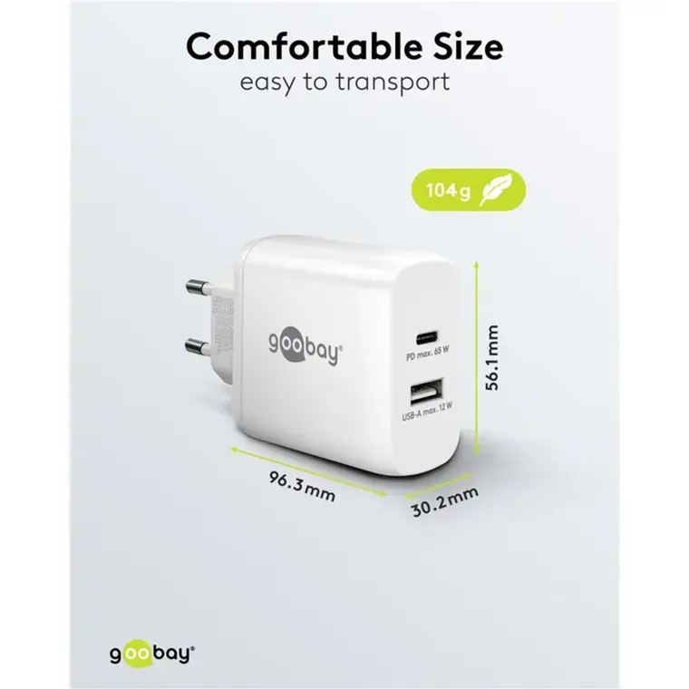 USB‑C divu portu lādētājs GOOBAY 65410 65 W Photo 5