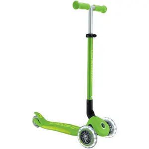 Kick scooter GLOBBER Primo Foldable Plus Lights — foldable children’s scooter with integrated lights, green lime