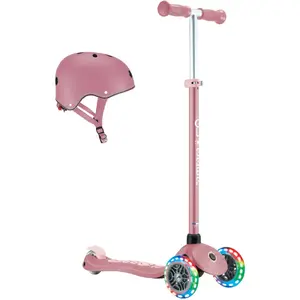Kick scooter GLOBBER Primo Plus Lights with adjustable handlebar and helmet, pink