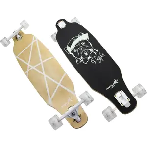 Longbords Muuwmi Lights GLOW ABEC 7 ar izgaismotām riepām, melni‑zaļš