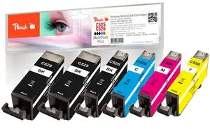Многоупаковка картриджей PEACH PI100-249 совместимый для Canon — черный 19 мл + цветные 9 мл (6 шт.)
