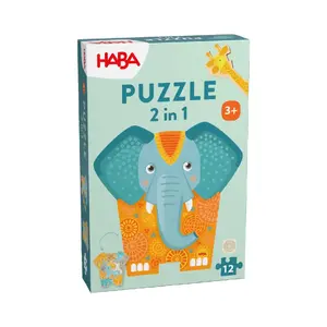 HABA Pūzle 2 in 1 Zilonis — divpusējs bērnu puzlis, modelis 2011068001