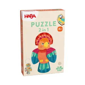 HABA puzle 2‑in‑1 Parrot 2011453001 — bērnu koka puzlis un kārtošanas spēle