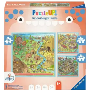 Ravensburger Puzzle UP! History — Stone Age, Ancient Rome, Middle Ages — set of 3 jigsaws (100, 121, 144 pieces)