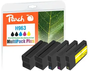 Совместимый картридж-микспак PEACH PI300-1026 для HP — черный 30 мл, голубой/пурпурный/желтый 14 мл (5 шт.)