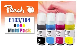 Tintes patronu komplekts PEACH 321330 saderīgs ar Epson — standarta ietilpība melns/ciāns/magenta/dzeltens, 4 gab.