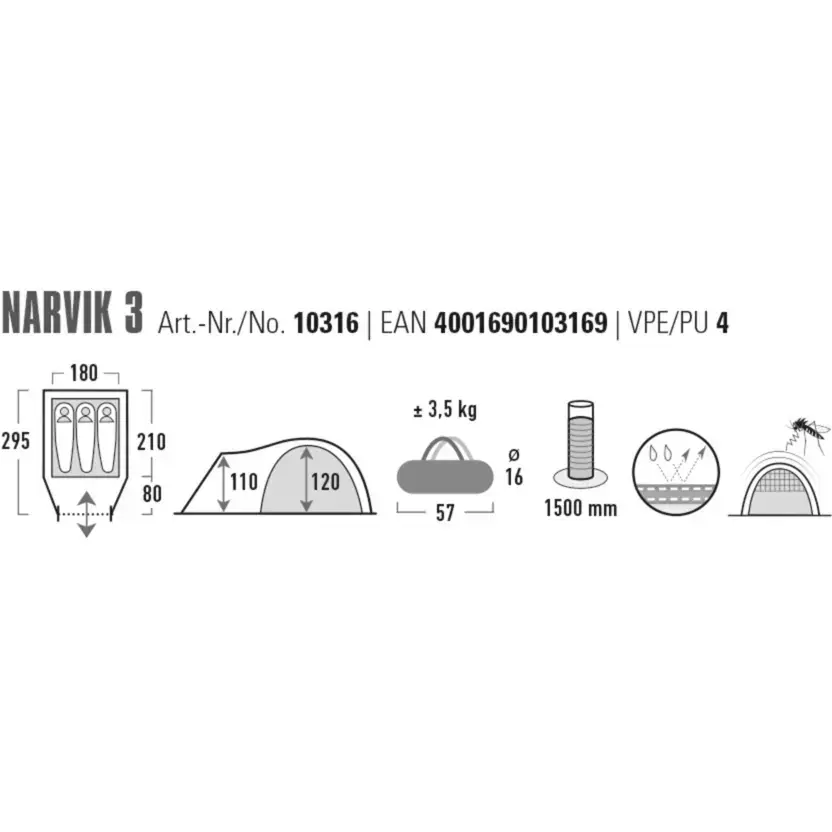 High Peak Narvik 3 купольная палатка Photo 2