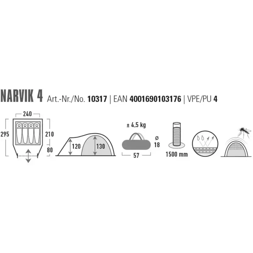 Tent high peak Narvik 4 — 4-person dome tent Photo 2