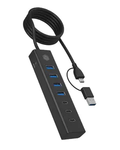 USB-концентратор ICY BOX IB-HUB1737-C3 — 7 портов USB 3.2 Gen 1 (Type-C host), 5000 Мбит/с, алюминий, 5 В/4 А