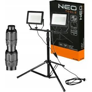 No name double LED floodlight 2×100W SMD, 2×8500 lm, on 1.8 m tripod