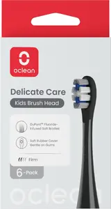 Electric toothbrush replacement brush head OCLEAN C04000394 for kids – 6 pcs, black