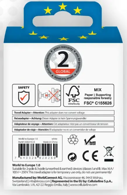 Travel adapter SKROSS Model 1.500211C-E Photo 2