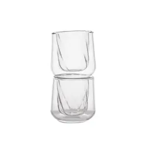 Glass double-walled cortado cups La Cafetière GB40LCDWCORT2PC 135 ml set of 2, borosilicate glass, with handle