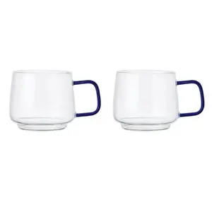 Glass Mug La Cafetiere GB40LCGLSMUG2PCBL 275 ml with Blue Handles, 2‑piece set