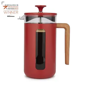 French press La Cafetiere Pisa 8 cups — 1.0 L, red stainless steel frame and glass beaker