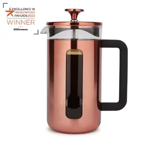 French Press La Cafetiere Pisa 8 Cups Copper – 1.0 L borosilicate glass, stainless steel frame, fine mesh filter