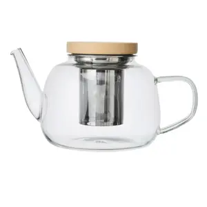 Teapot La Cafetiere Rialto 1.2L glass teapot with wooden handle and lid