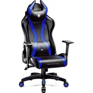 Эргономичное игровое кресло Diablo Chairs X-Horn L синее — регулируемая поддержка, эргономичный дизайн