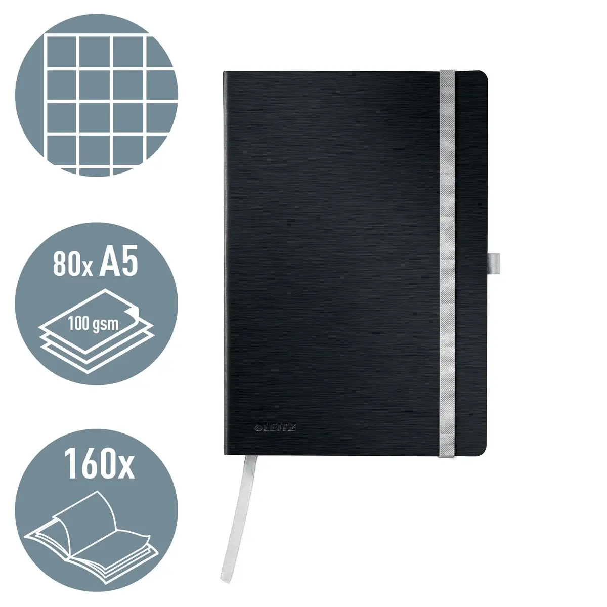 Записная книжка Leitz Style A5 в клетку черная Photo 2