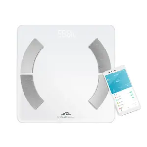 Elektroniskās personālās svara mērierīces ETA ETA277990000 — baltas, kvadrātveida, 180 kg kapacitāte, 100 g precizitāte