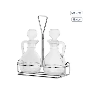 Glass oil and label bottles set of 2 Anitex 177 ml each with metal caps