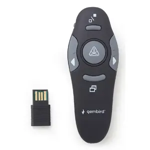 GEMBIRD wireless IR presenter WP-L-11, 4 buttons, 2.4 GHz RF USB receiver, black, AAA battery