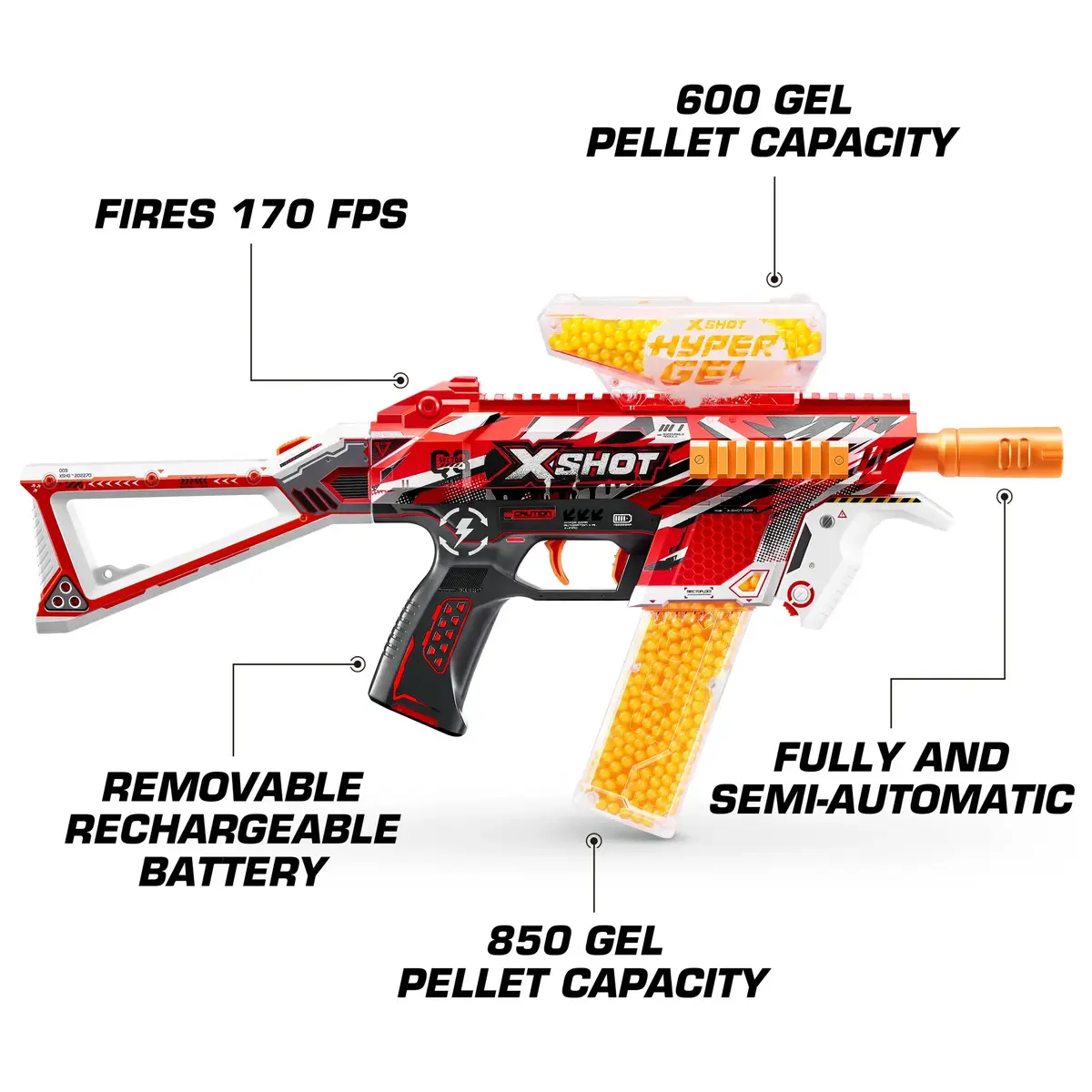 Rotaļu blasteris Zuru X-Shot Blaster Trace Fire 70FPS komplektā 1500 bumbiņas 36621 Photo 4