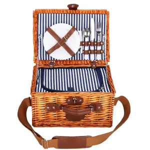 Thermal picnic basket Springos CS0134 wicker brown 37x27x20 cm for 2 people