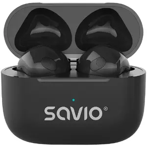 Austiņas SAVIO TWS-02 PRO bezvadu ausiņas (in-ear), Bluetooth 5.4, IPX2, uzlādes futlāris ar USB‑C, 32 Ω, skārienvadība