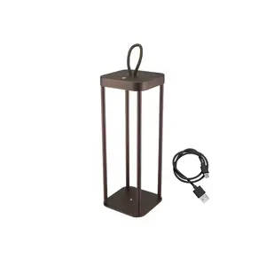 Rechargeable lantern Beper P207ILI102 in Corten finish, portable battery-powered lamp